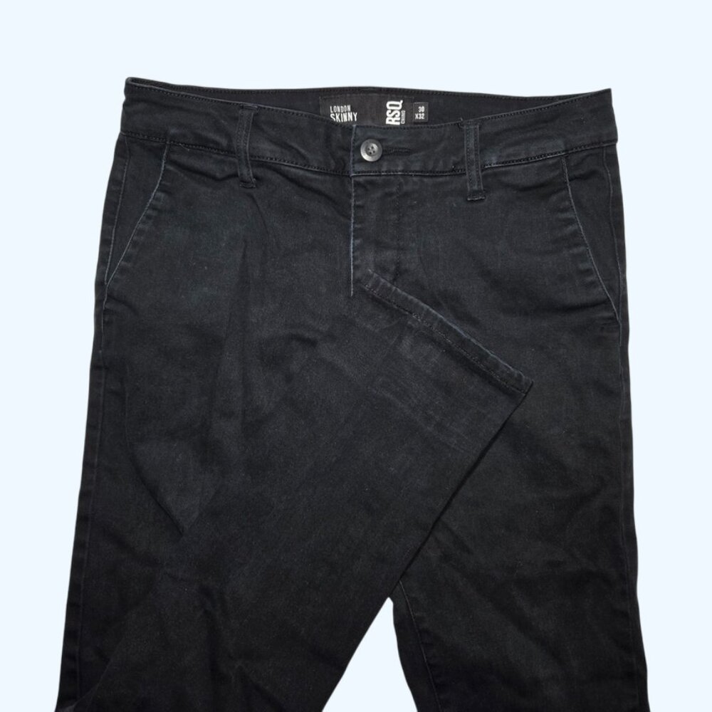 RSQ London Skinny Chino Mens 30x32 (Actual 30x30) Black Stretch Cotton Pants